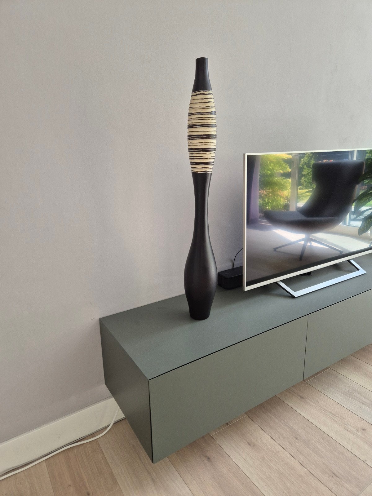Decoratieve vaas, 90cm hoog, zwart met beige accenten, Ophalen, Overige materialen, Bruin, Met patroon/structuur