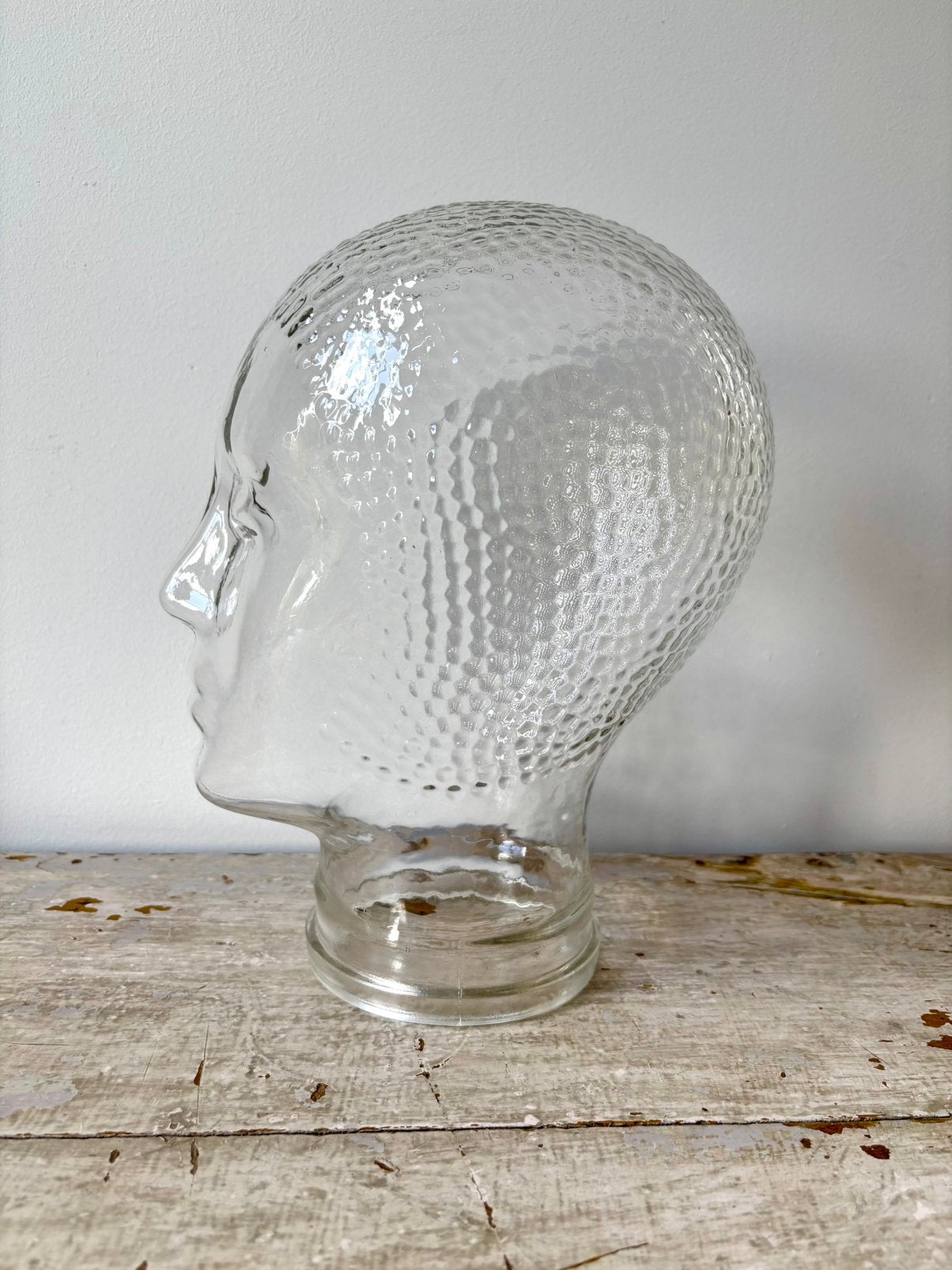 Vintage Italiaanse geperste glazen mannequin hoofd, 1970s, Ophalen of Verzenden