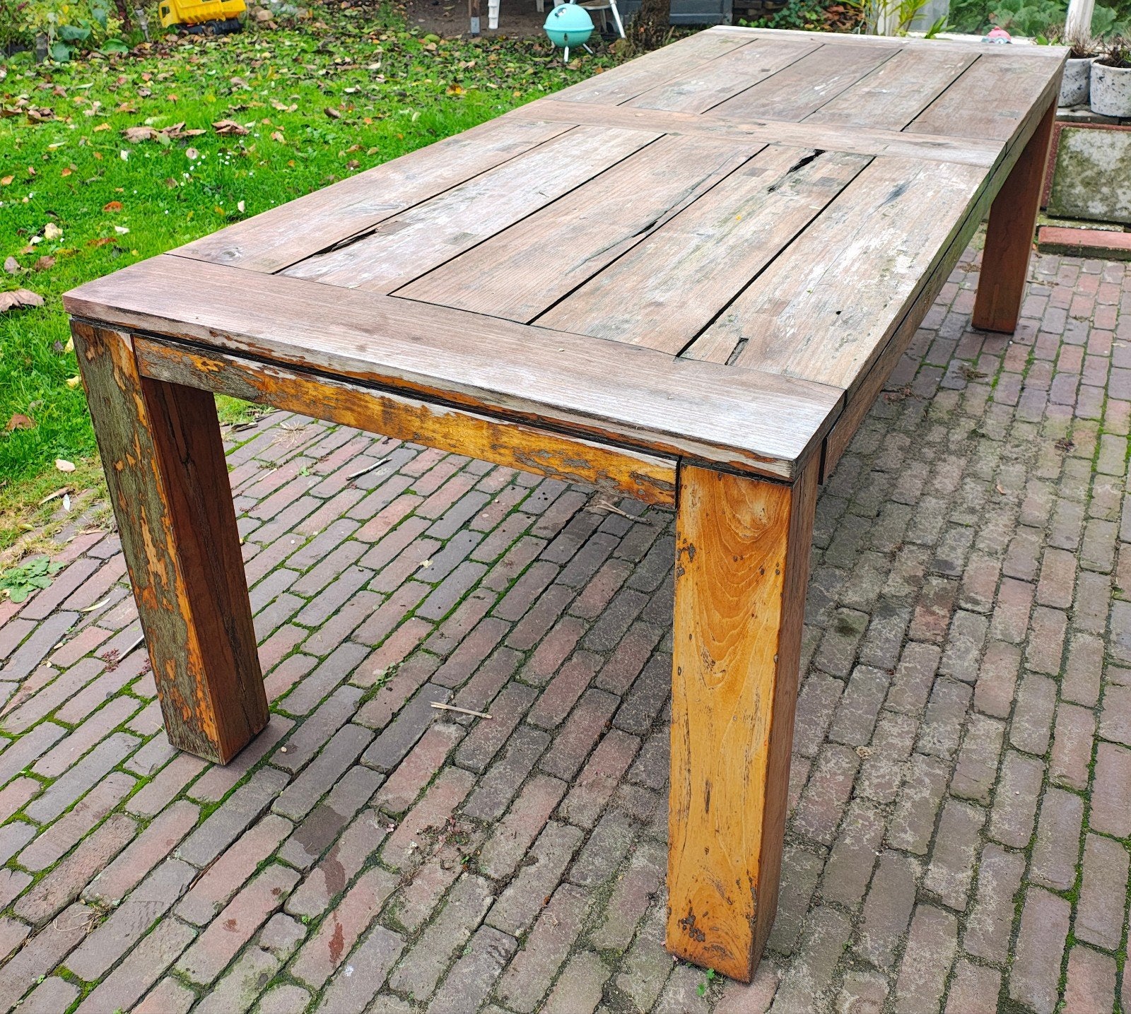 gratis tuintafel hout 240x 97.5, Ophalen, Gebruikt, Rechthoekig, Hout