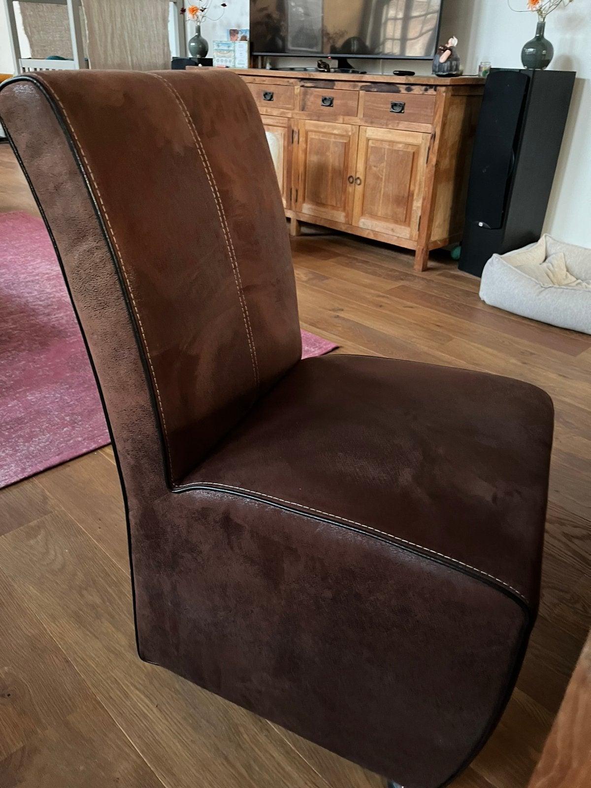 6 eetkamerstoelen, Huis en Inrichting, Ophalen, Overige materialen, Bruin, Zo goed als nieuw