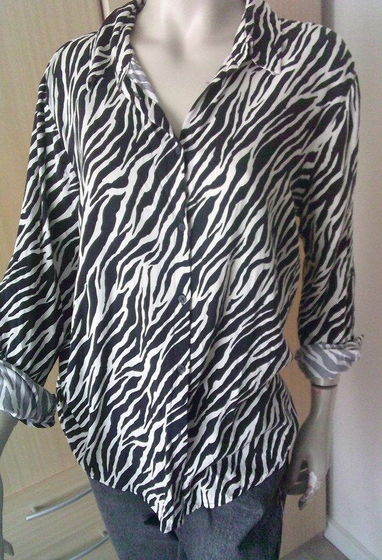 Viscose zebraprint blouse maat L, Verzenden, Gedragen, Maat 42/44 (L), Meerkleurig