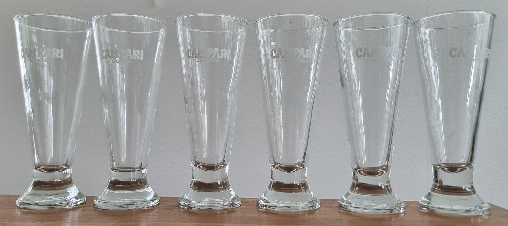 Prachtige set van 6 Campari Soda glazen - jaren 60 - IZGST, Ophalen of Verzenden, Zo goed als nieuw, Overige typen