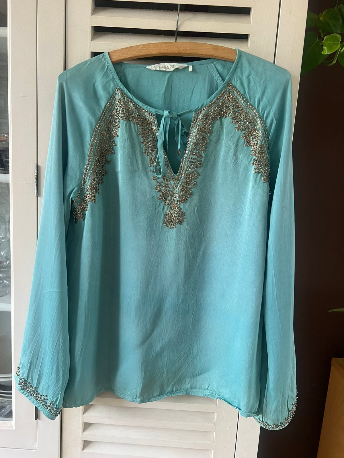 Zijde achtige blouse, Ophalen of Verzenden, Zo goed als nieuw, Maat 38/40 (M)
