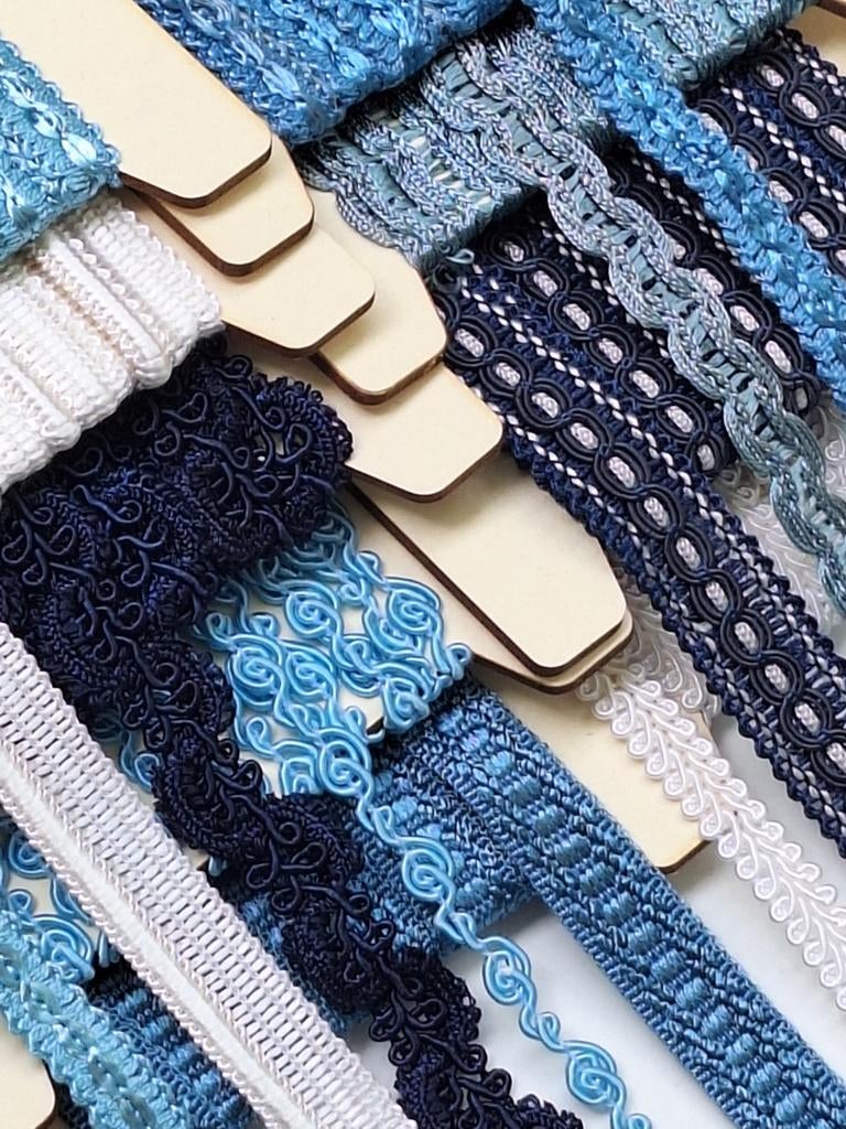 Blauwe partij vintage (viscose) galon., Ophalen of Verzenden, Nieuw, Lint, Band of Elastiek