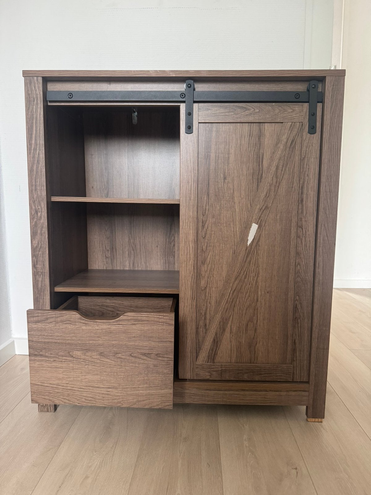 Wooden Sliding Cabinet with Shelves SoBuy, Ophalen, Gebruikt, 50 tot 100 cm, Minder dan 100 cm