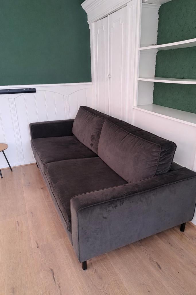 Donkergroene velvet bank Robin (Woood, karwei), Ophalen, 150 tot 200 cm, Driepersoons, 75 tot 100 cm