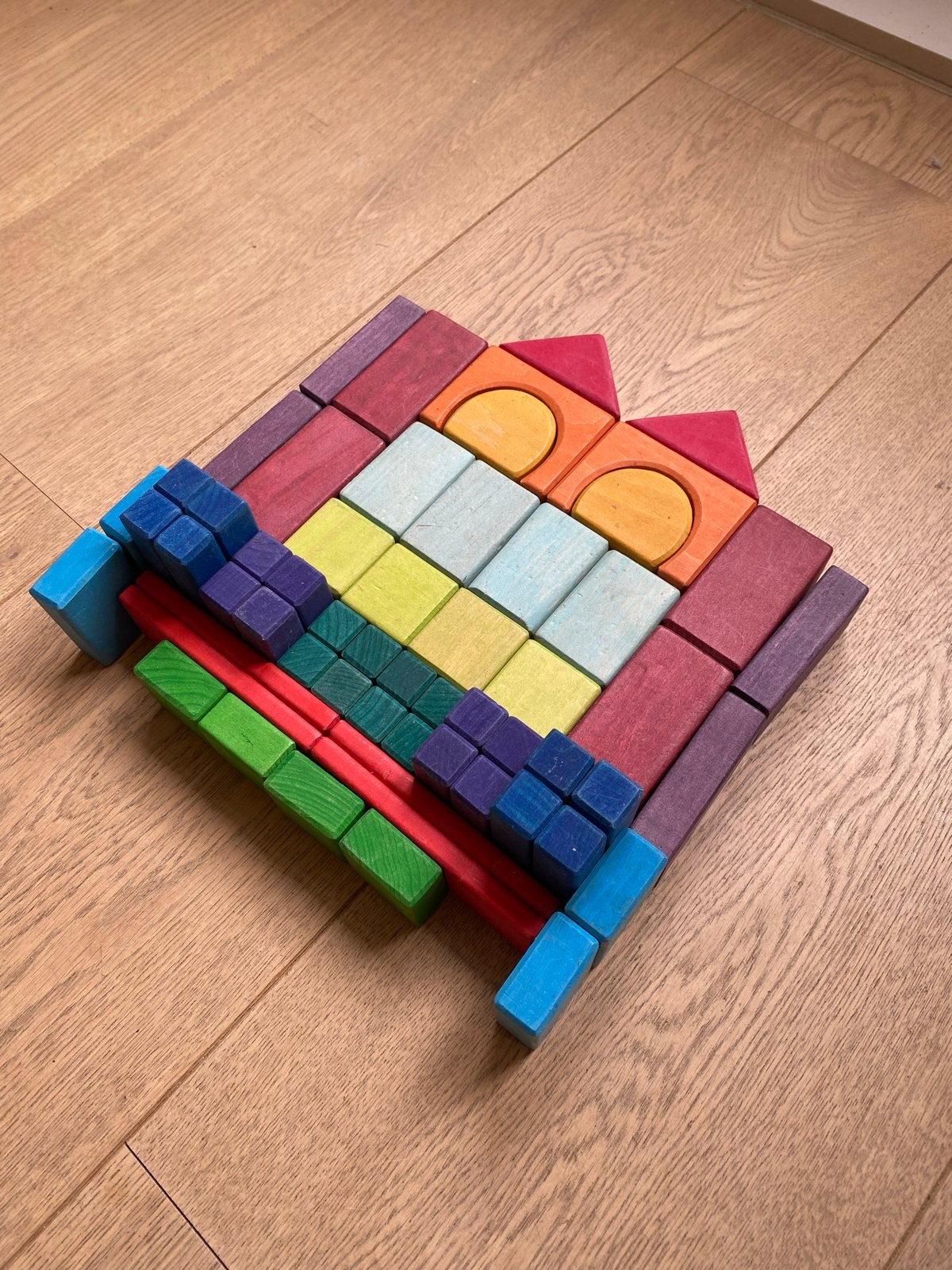 Grimm’s 60-delige geometrische houten blokken set, Ophalen, Zo goed als nieuw, Overige merken
