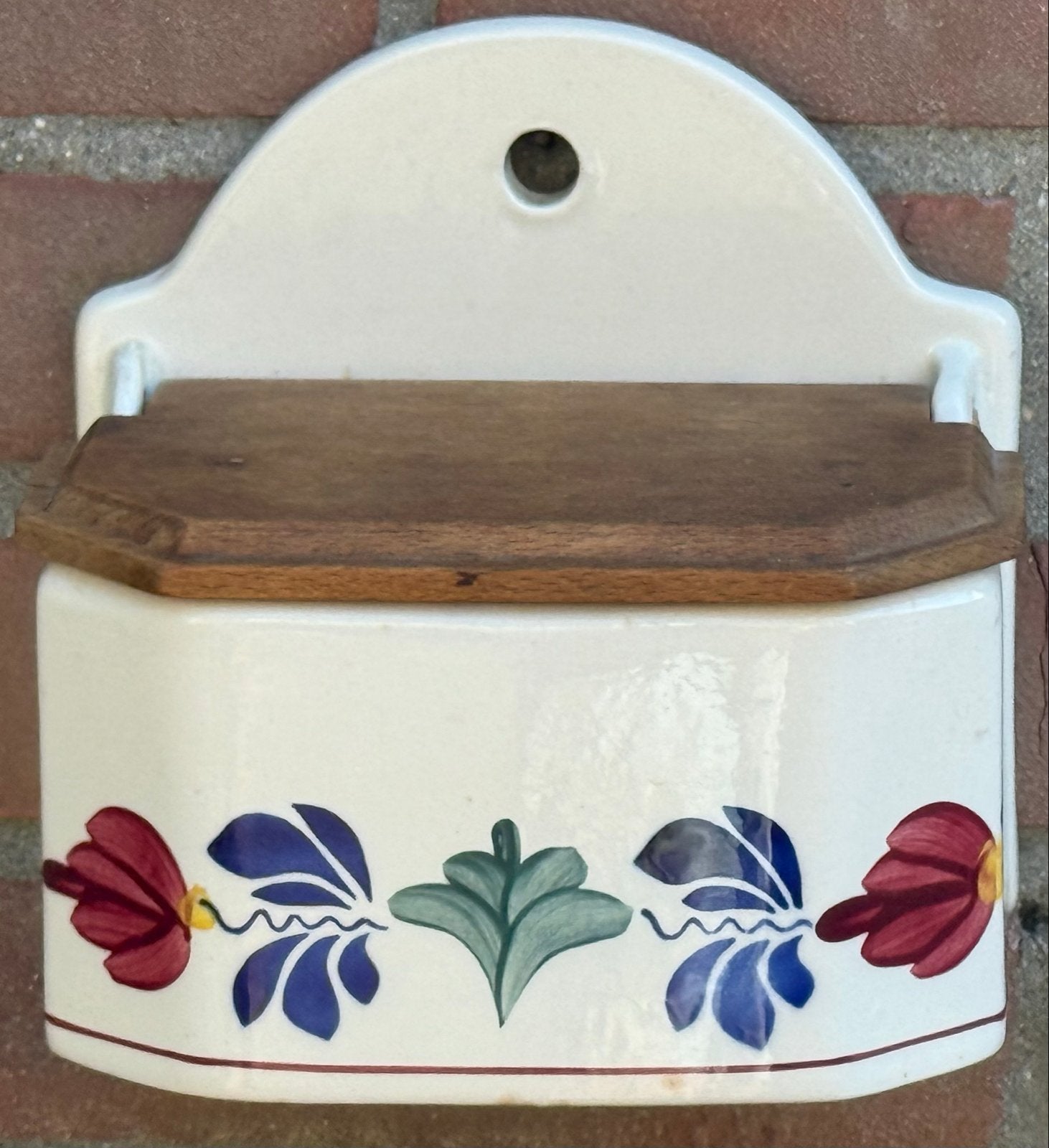 Charmante Boerenbont Zoutpot met Houten Deksel, Antiek en Kunst, Antiek | Keramiek en Aardewerk, Ophalen of Verzenden