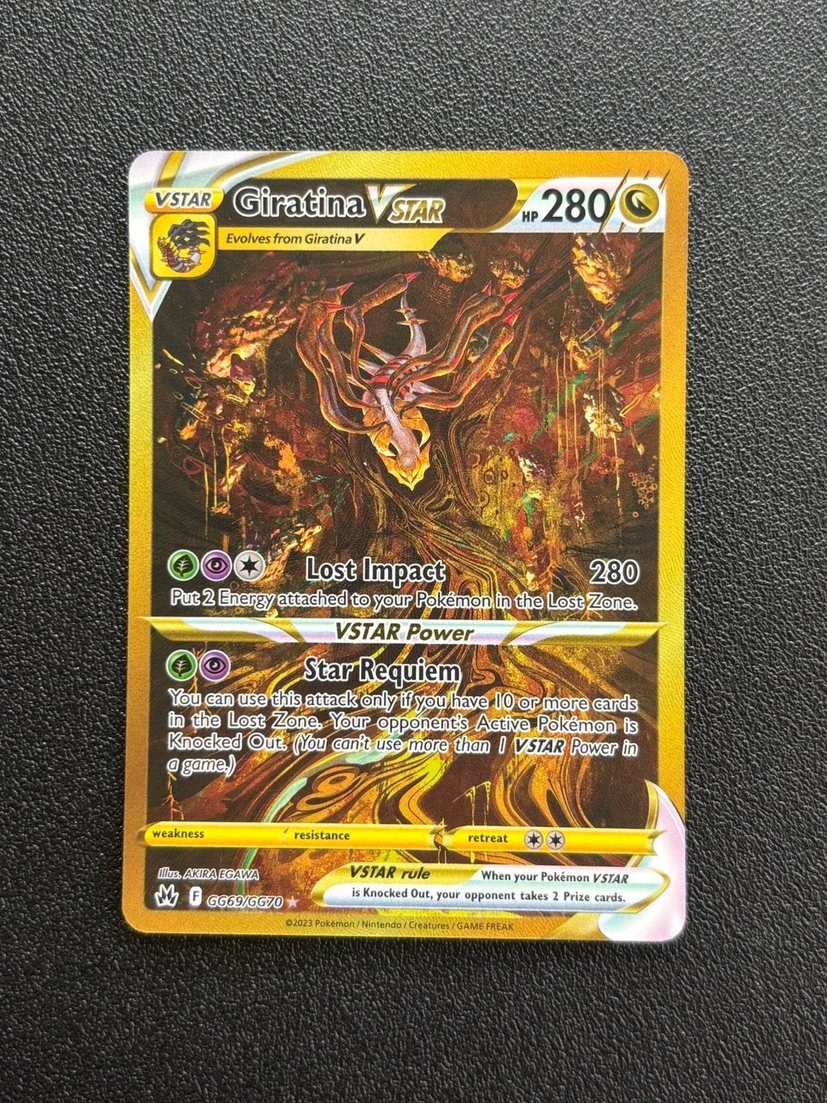 Giratina VSTAR GG69 Crown Zenith, Ophalen of Verzenden, Zo goed als nieuw, Losse kaart, Foil