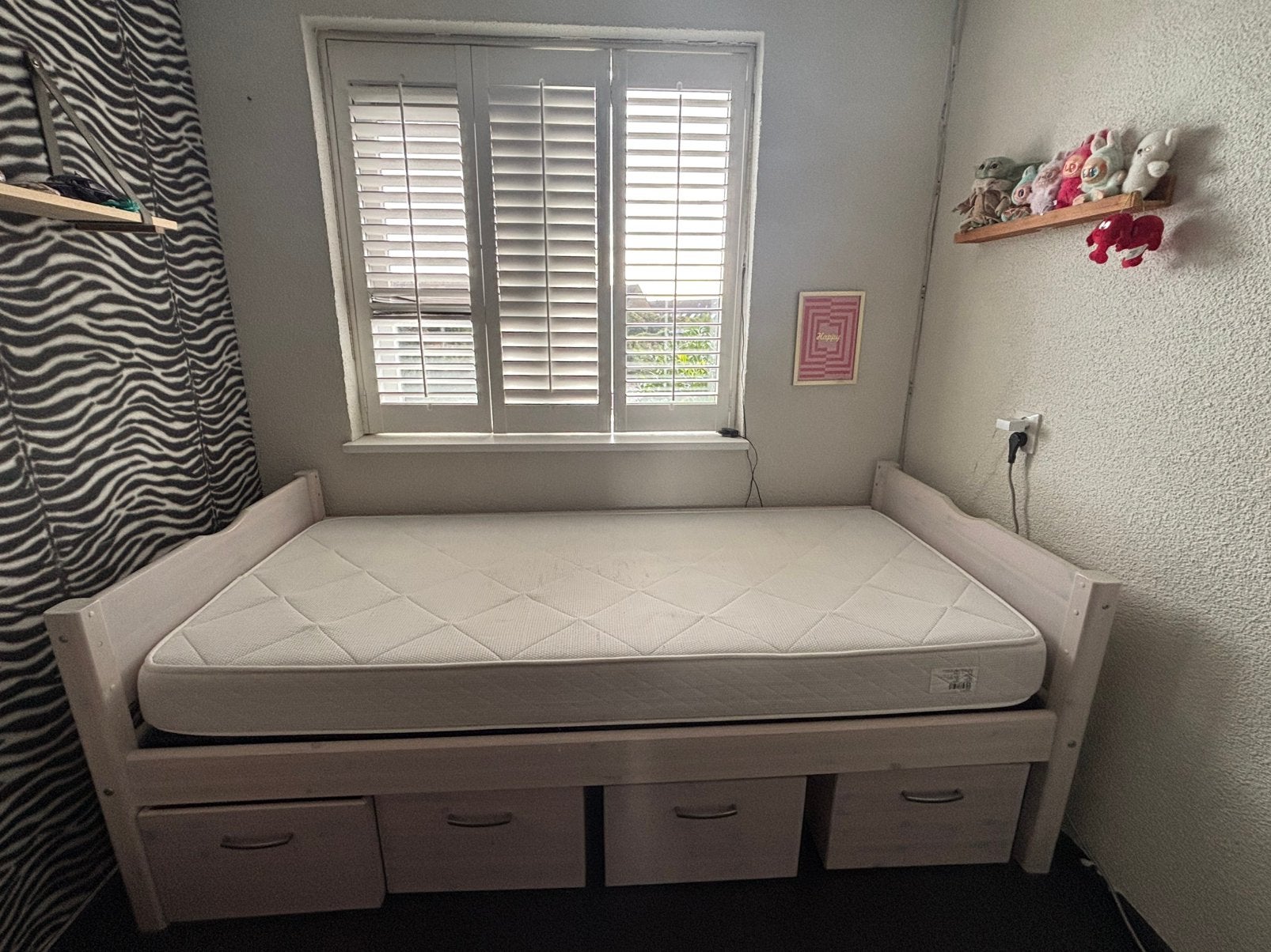 1 persoonsbed 90x200, Huis en Inrichting, Gebruikt, 90 cm, Eenpersoons, Wit