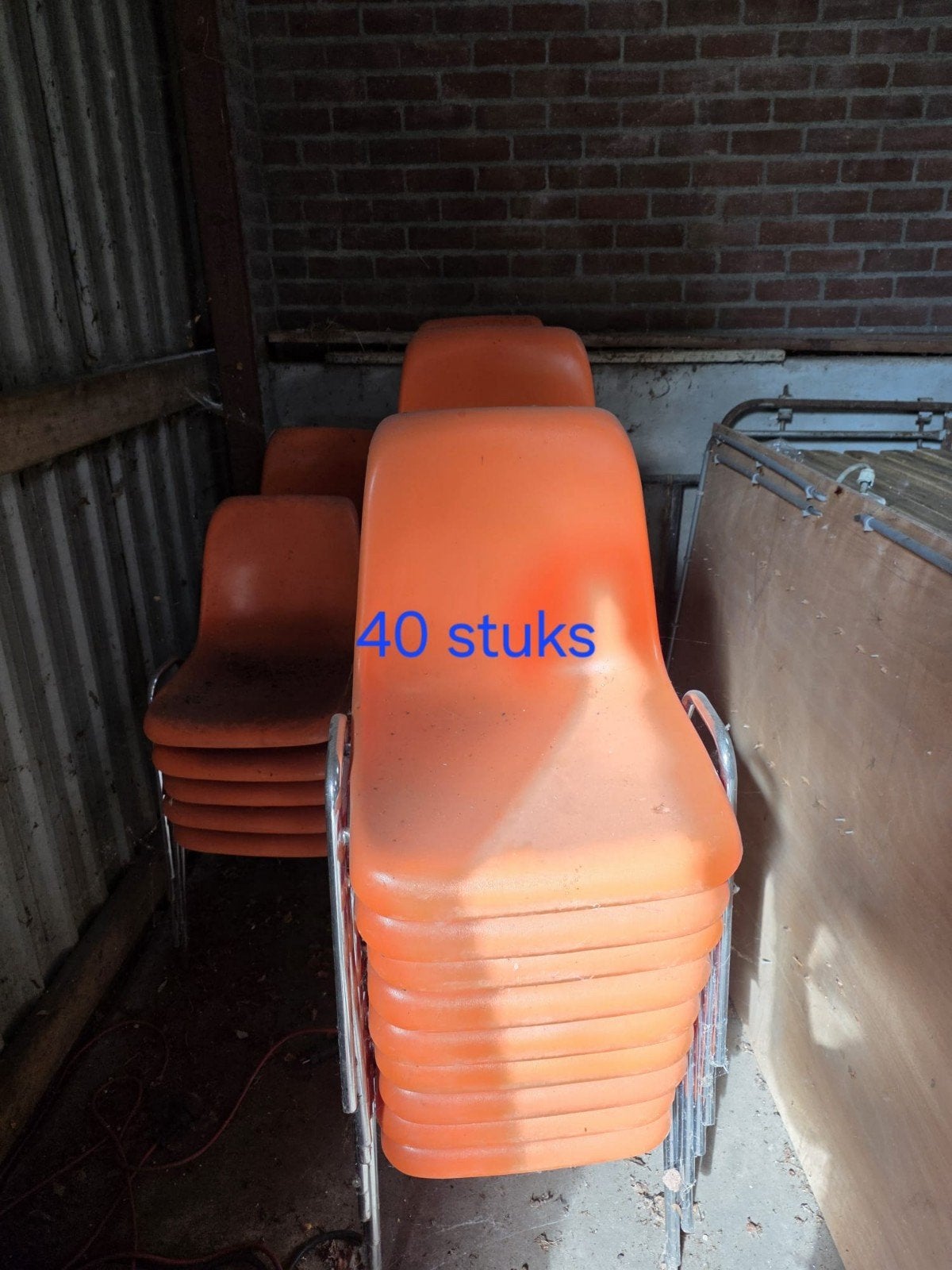 40 Oranje Stapelstoelen - Ideaal voor Evenementen/Kantine, Ophalen of Verzenden, Gebruikt, Overige kleuren, Vijf, Zes of meer stoelen