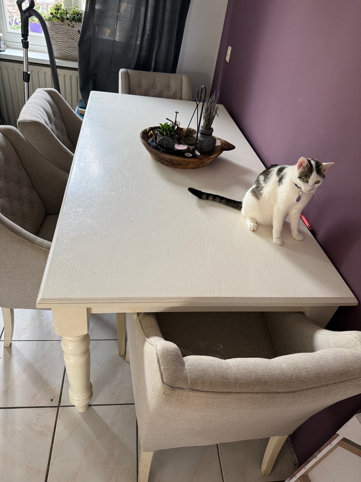 Wit eiken meubels te koop, Ophalen, Gebruikt, 4 tot 6 stoelen