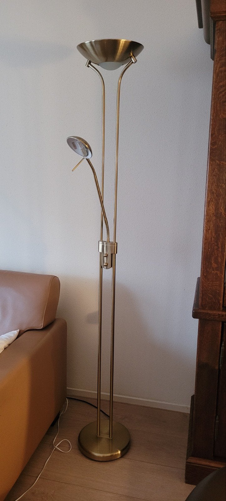 Messing sta lamp met leeslamp, Ophalen, 150 tot 200 cm