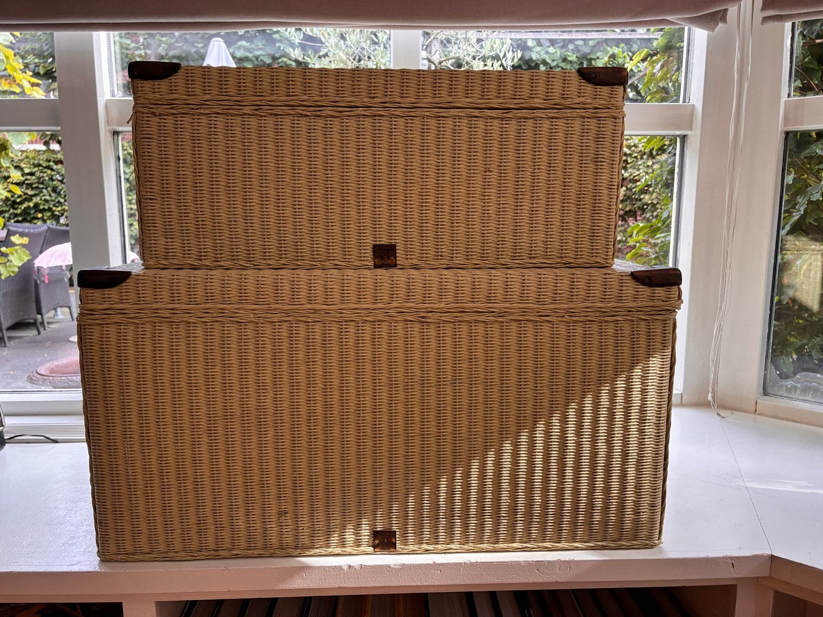 Set van 2 Rivièra Maison rieten kisten (opbergkisten), Ophalen, Overige materialen, Minder dan 50 cm, Gebruikt
