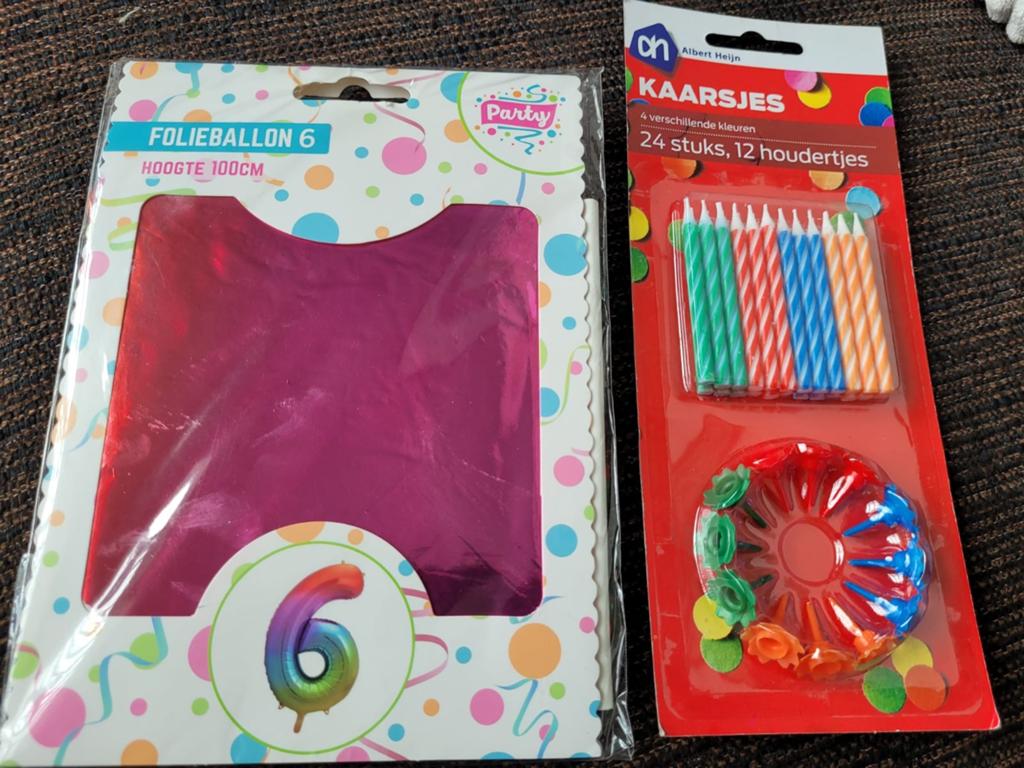 Foliebalon 6 hoogte 100 cm en 24 kaarsjes met 12 houders, Ophalen of Verzenden, Overige typen