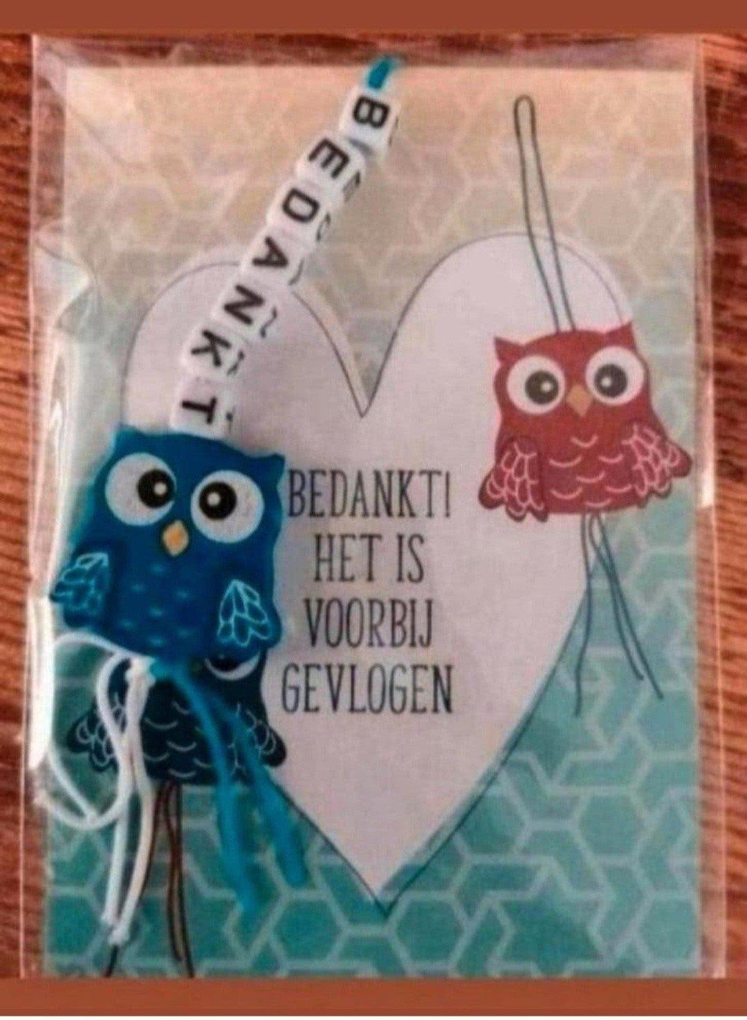 Bedankkaartje met uilen en 'Bedankt!', Ophalen of Verzenden, Nieuw, Overige typen