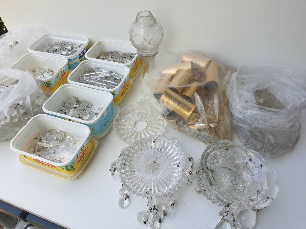Kristallen/Glas Kroonluchter onderdelen, Gebruikt, Kroonluchters, Glas, E27 (groot)