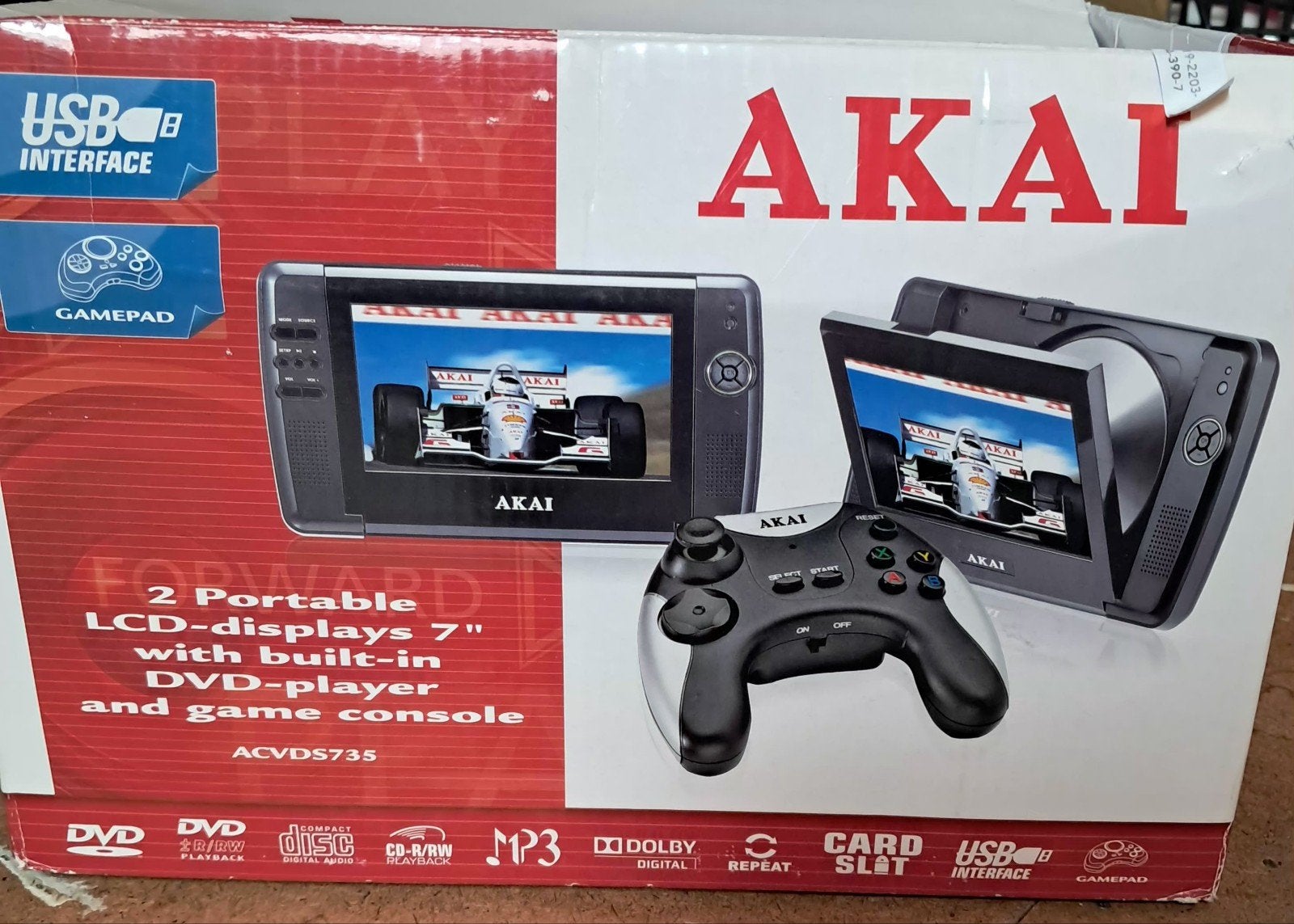 Akai  DVD Speler met 2 Schermen voor in auto, Audio, Tv en Foto, Dvd-spelers, Ophalen of Verzenden, Zo goed als nieuw, Dvd-speler