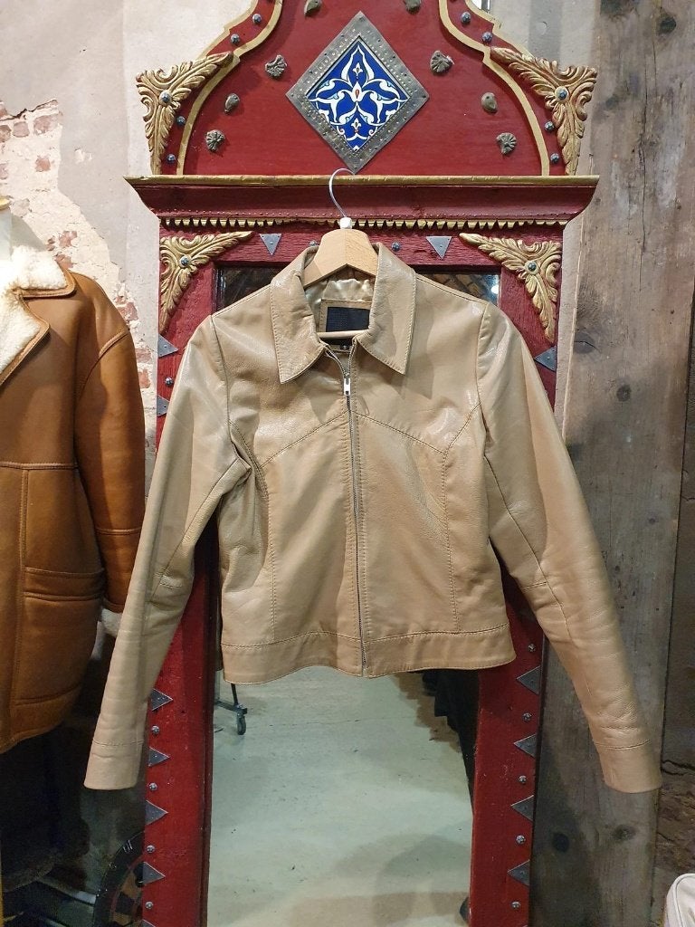 Beige Dames Jas, echt leer - Maat S, Vero Moda, Beige, Djt@dejuistetoon.eu, Ophalen of Verzenden