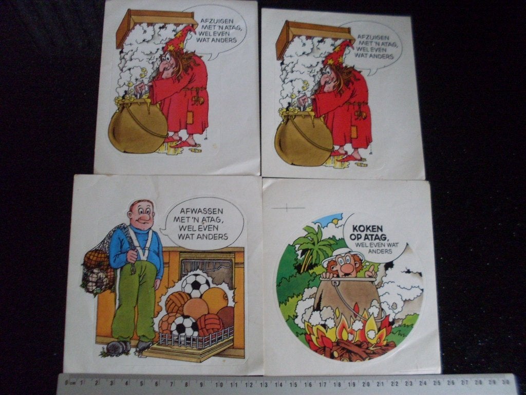 4x sticker atag koken afwassen afzuigen humor heks ballen, Verzenden, Zo goed als nieuw, Merk
