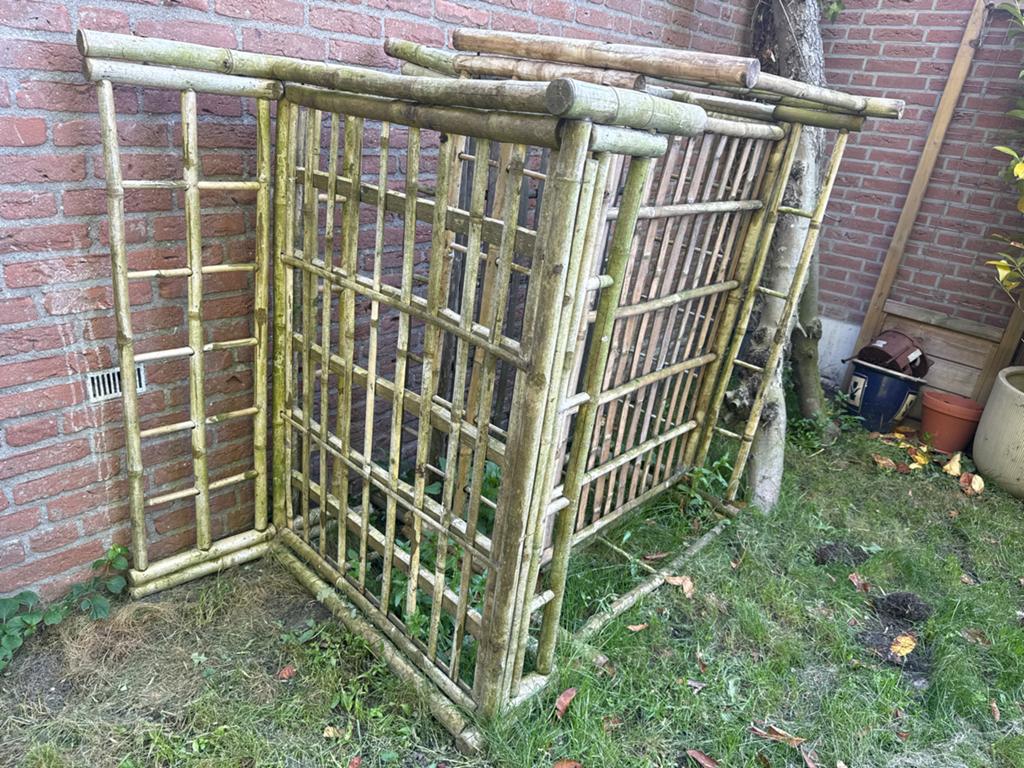 Bamboe bankjes 3 stuks, Ophalen, Gebruikt, Overige materialen