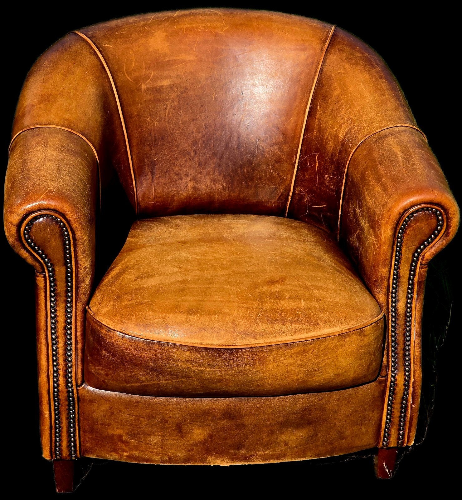 Set van 2 Vintage schapenleren Clubfauteuils + BEZORGING, Ophalen of Verzenden