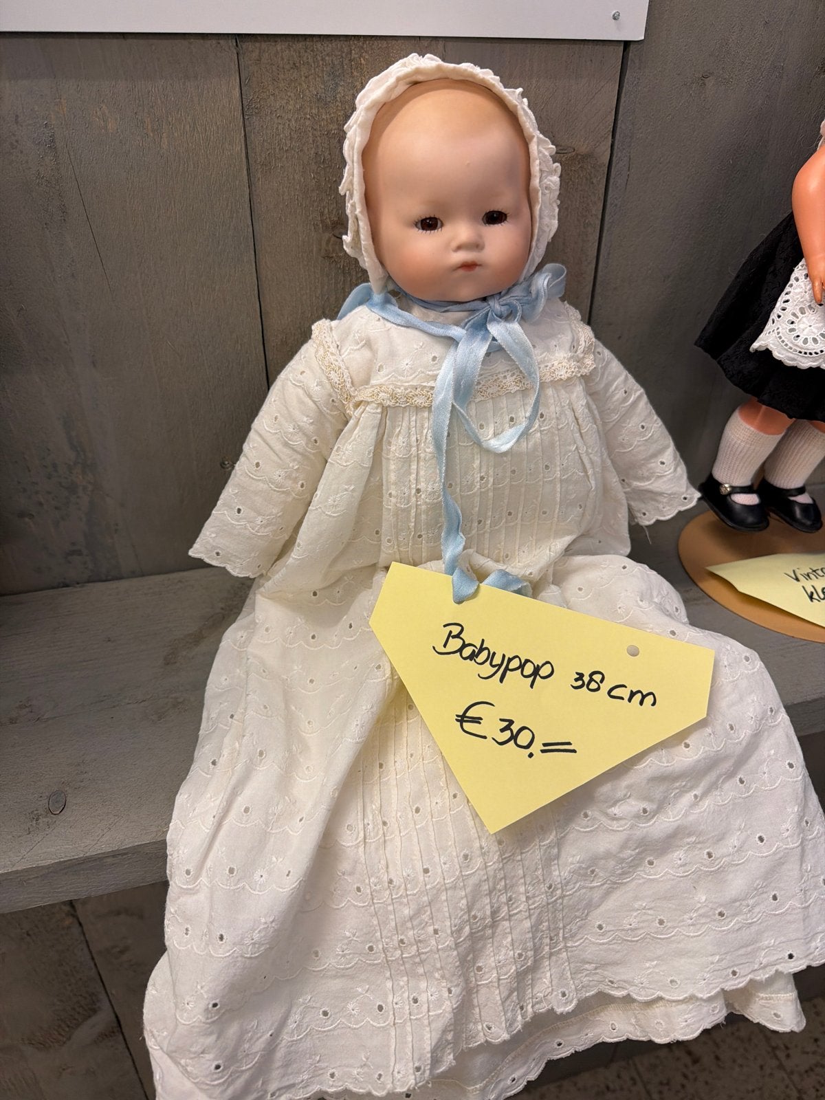 Antieke Babypop 38 cm met kanten jurk, Ophalen, Gebruikt, ., .