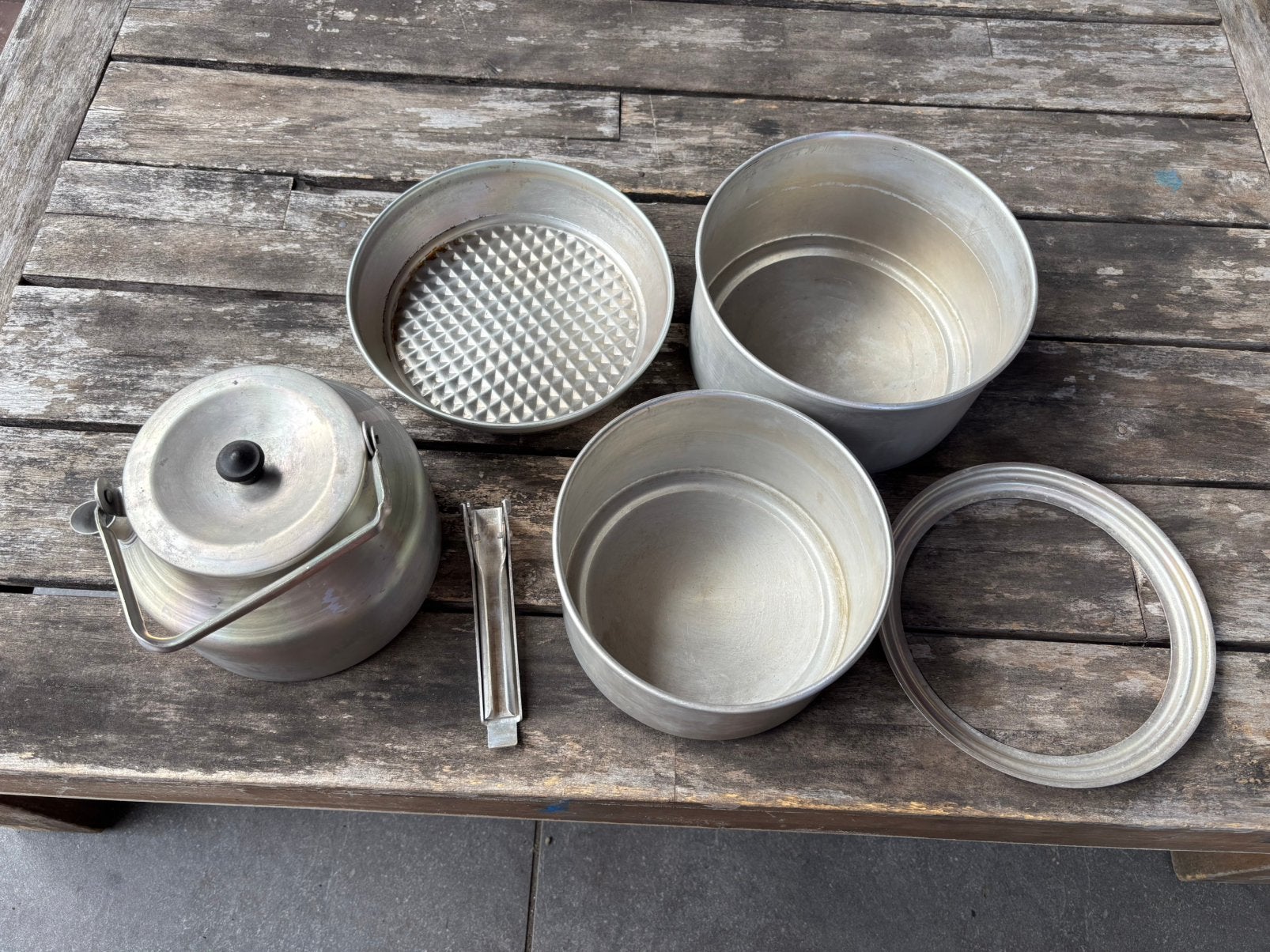 campingaz pannenset met fluitketel, Ophalen, Zo goed als nieuw, Rvs, Pannenset