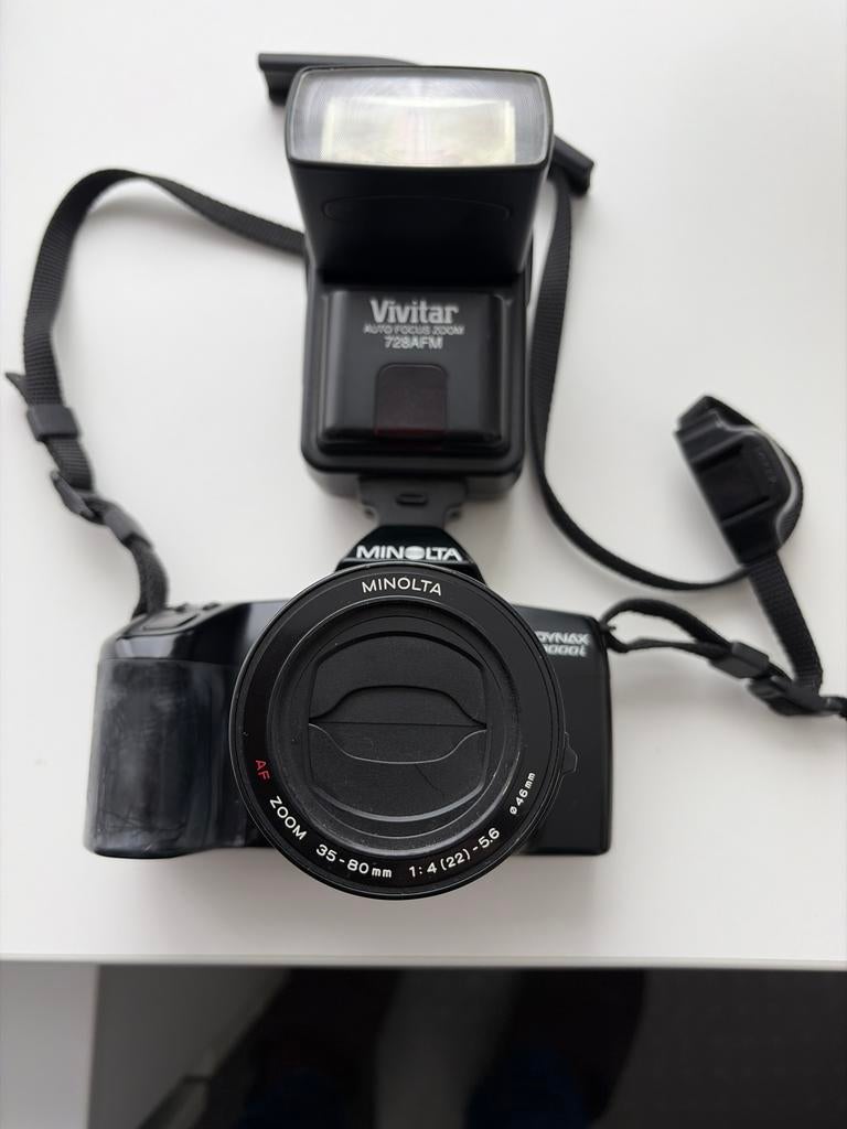 Minolta Dynax 3000i Spiegelreflexcamera met Vivitar flitser, Ophalen, Gebruikt, Spiegelreflex, Minolta