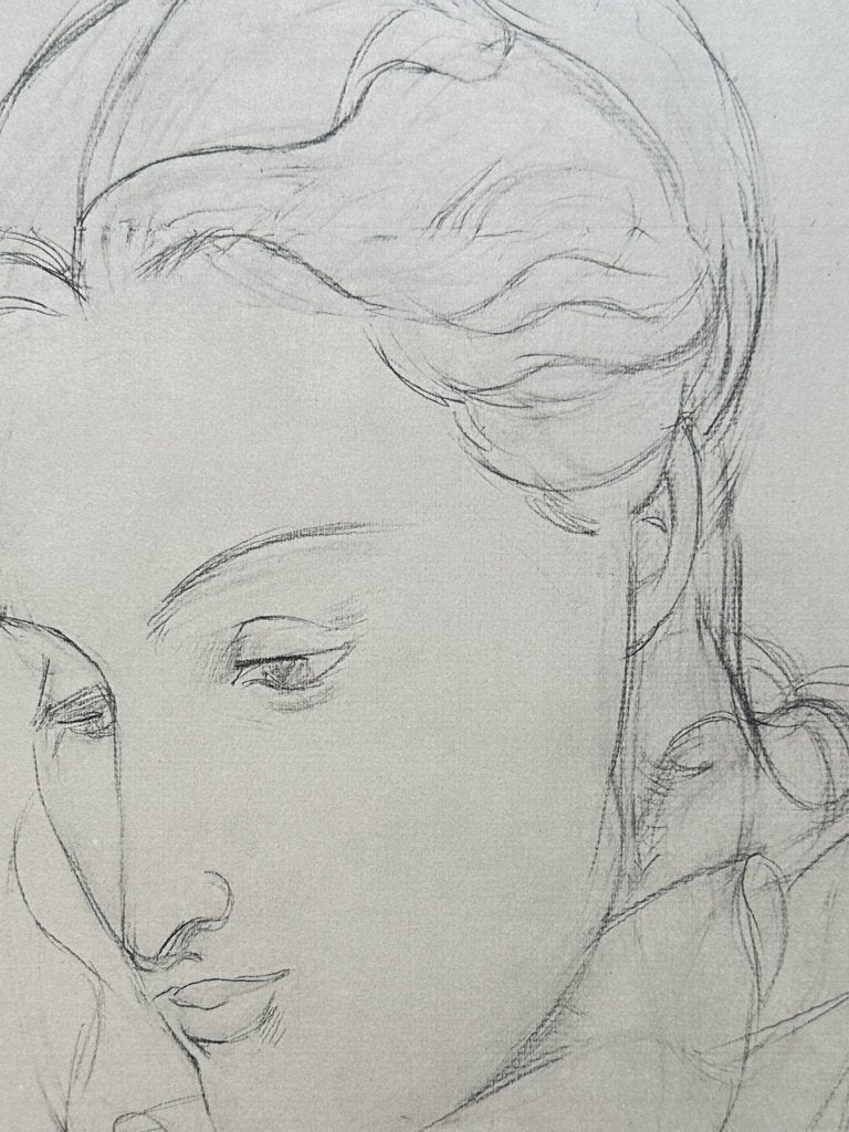 Matisse potloodstudie - heliogravure 1939 - portret vrouw, Verzenden, Portret, Gravure, Blanco verso