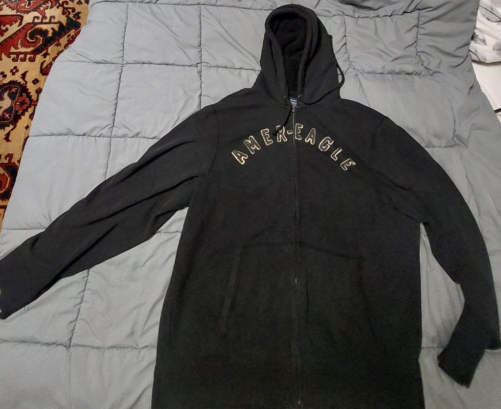 American Eagle USA Jacket zip hoodie Zwart. Maat XXL, Ophalen of Verzenden, Zo goed als nieuw, Maat 46/48 (XL) of groter, Zwart