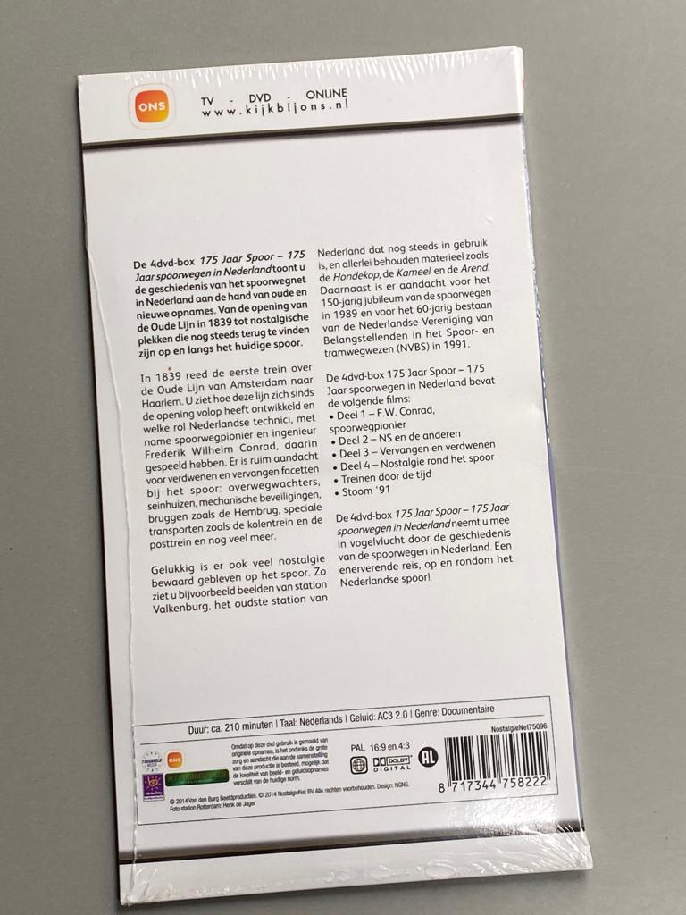 4 DVD-box 175 Jaar Spoor (Nieuw in seal!), Verzamelen, Ophalen of Verzenden, Nieuw, Trein, Overige typen