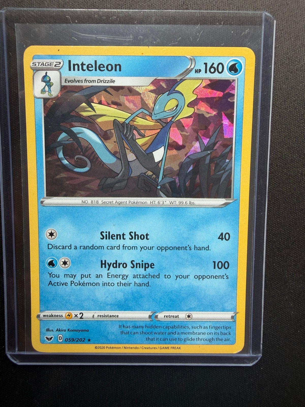 Inteleon 059/202 Cracked Ice Holo, Ophalen of Verzenden, Zo goed als nieuw, Losse kaart, Foil