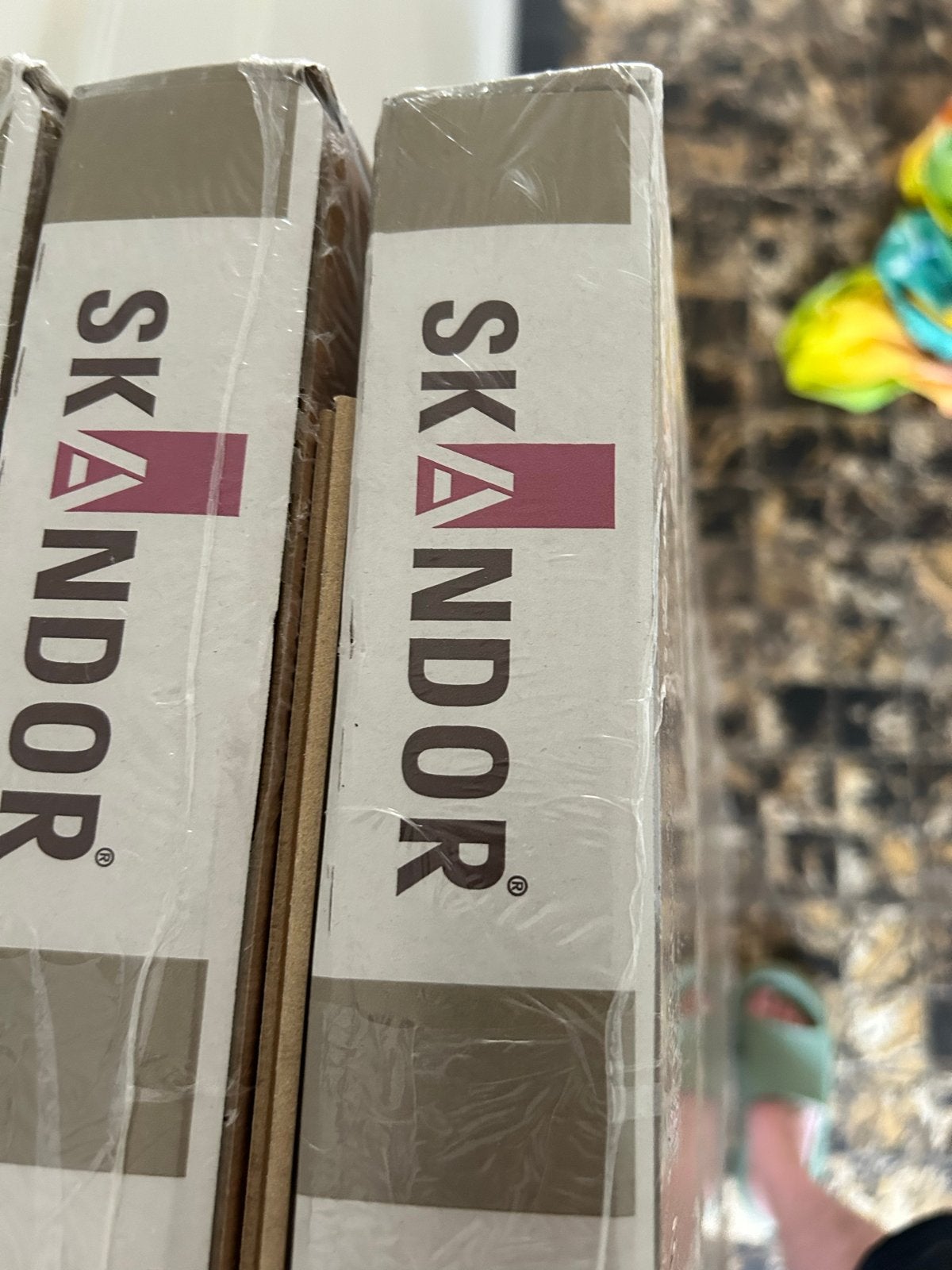 5 pakken laminaat Skandor Liberty Oak en 1 pak ondervloer, Ophalen, Bruin, Nieuw, 10 tot 25 m²