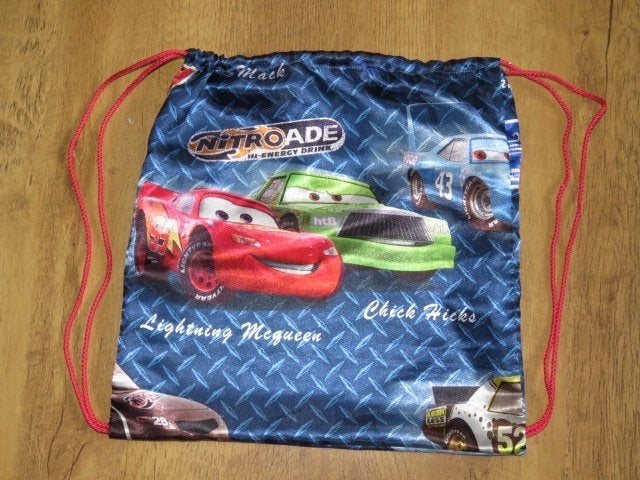 Nieuw handgemaakt kinder rugzakje gymtasje Cars auto's, Overige merken, 25 tot 40 cm, Nieuw, Ophalen of Verzenden