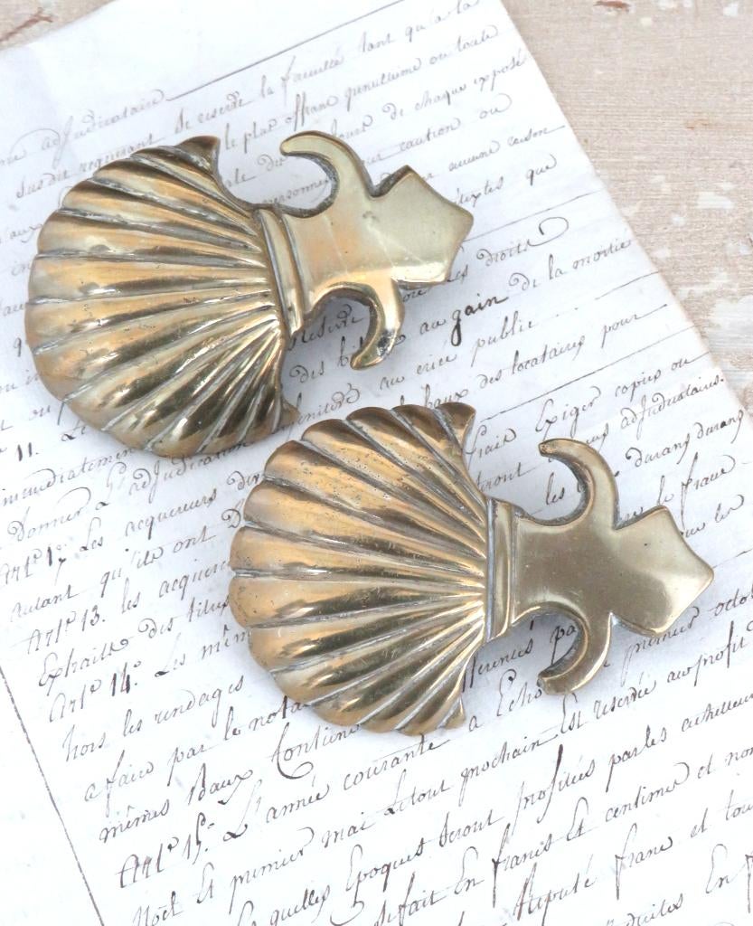 Antiek Frans messing ornament “schelp/ Franse lelie”, Ophalen of Verzenden