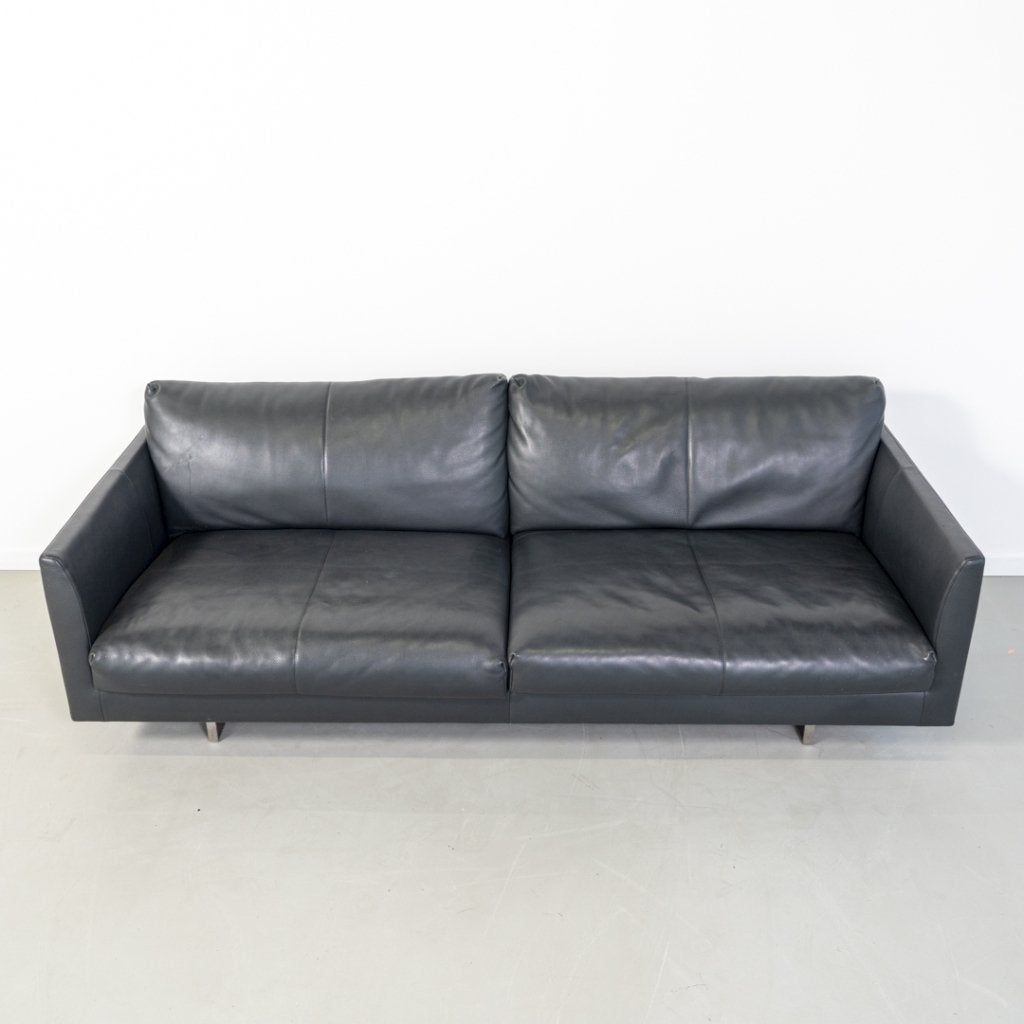 Montis Axel Bank 3-zits/218cm Zwart Leder - Sledepoot, Huis en Inrichting, Niet ingevuld, Zo goed als nieuw, Niet ingevuld, Niet ingevuld