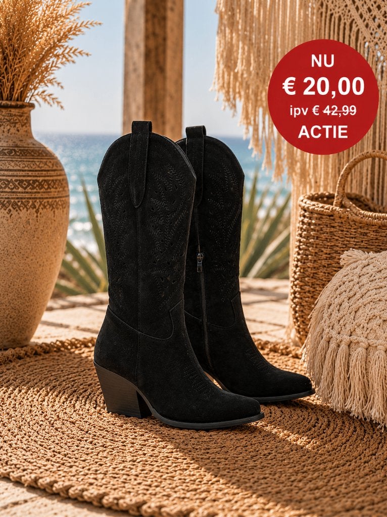 Stoere suèdine cowboylaarzen zwart maat 40, Hoge laarzen, Zwart, Nieuw, Ophalen of Verzenden