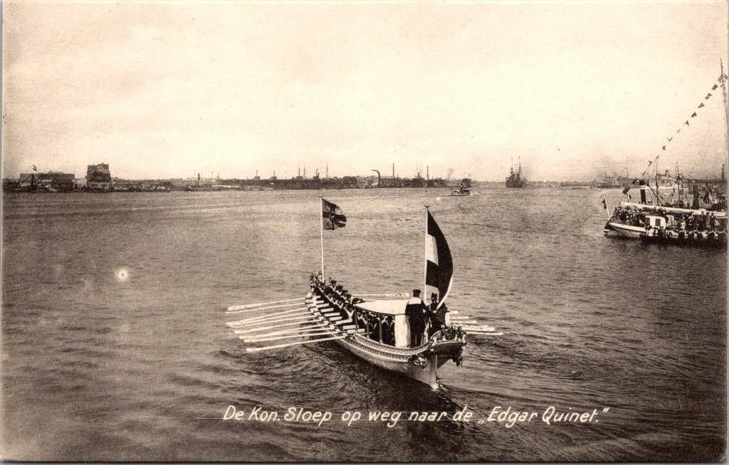 De Koninklijke Sloep op weg naar de Edgar Quinet, Verzamelen, Ansichtkaarten | Themakaarten, Verzenden, Voor 1920, Ongelopen, Voertuig