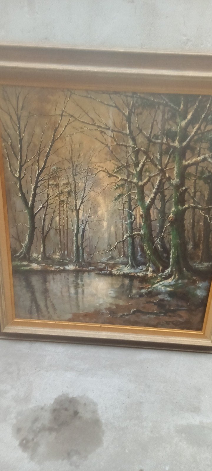 Schilderij 'Winterbos' - Gesigneerd V. Volkov, Antiek en Kunst, Kunst | Schilderijen | Klassiek, Ophalen