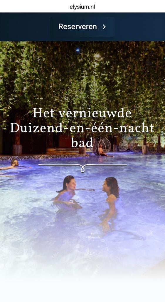 Entree 1 ps voor Elysium, Zwaluwhoeve, Veluwse Bron etc., Eén persoon, Cadeaubon, Spa of Sauna
