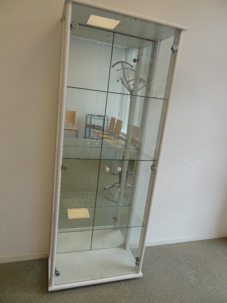 Moderne vitrine kast glas/ hout 2 deurs, Ophalen, Met plank(en), Overige houtsoorten, 50 tot 100 cm