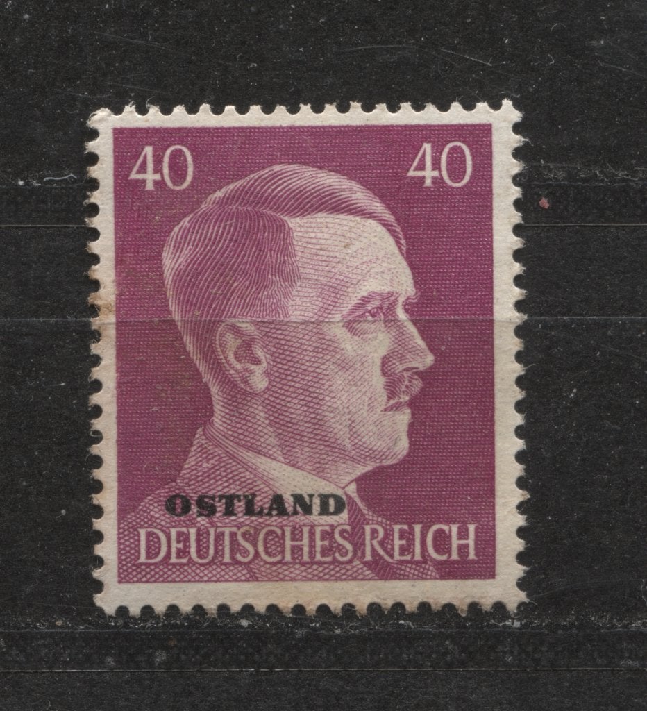 Duitse Adolf H postzegel met opdruk Ostland (07), Verzenden, Landmacht, Duitsland, Foto of Poster