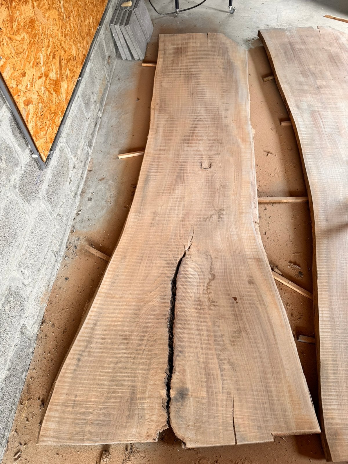 Massief iepen tafelblad 300 x 100 x 6 cm – droog, Ophalen, Zo goed als nieuw, Plank, 50 mm of meer