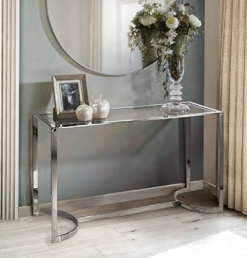 NIEUWE Luxe Sidetable Betsy schrijftafel RVS GLAS buro, Ophalen, 100 tot 150 cm, Nieuw, Minder dan 100 cm