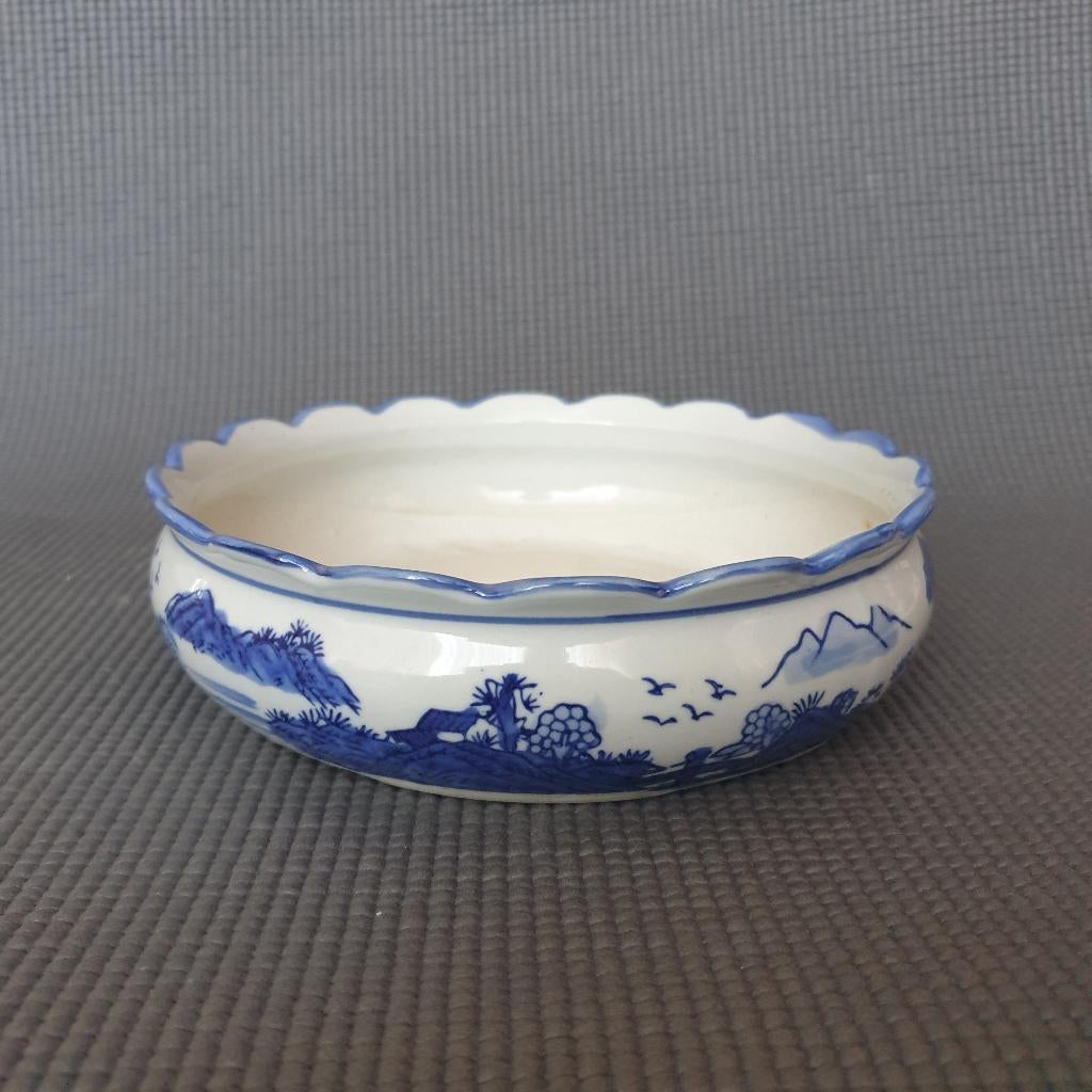 Vintage Chinese blauw-witte bonsai pot -  handgeschilderd, Antiek en Kunst, Ophalen of Verzenden