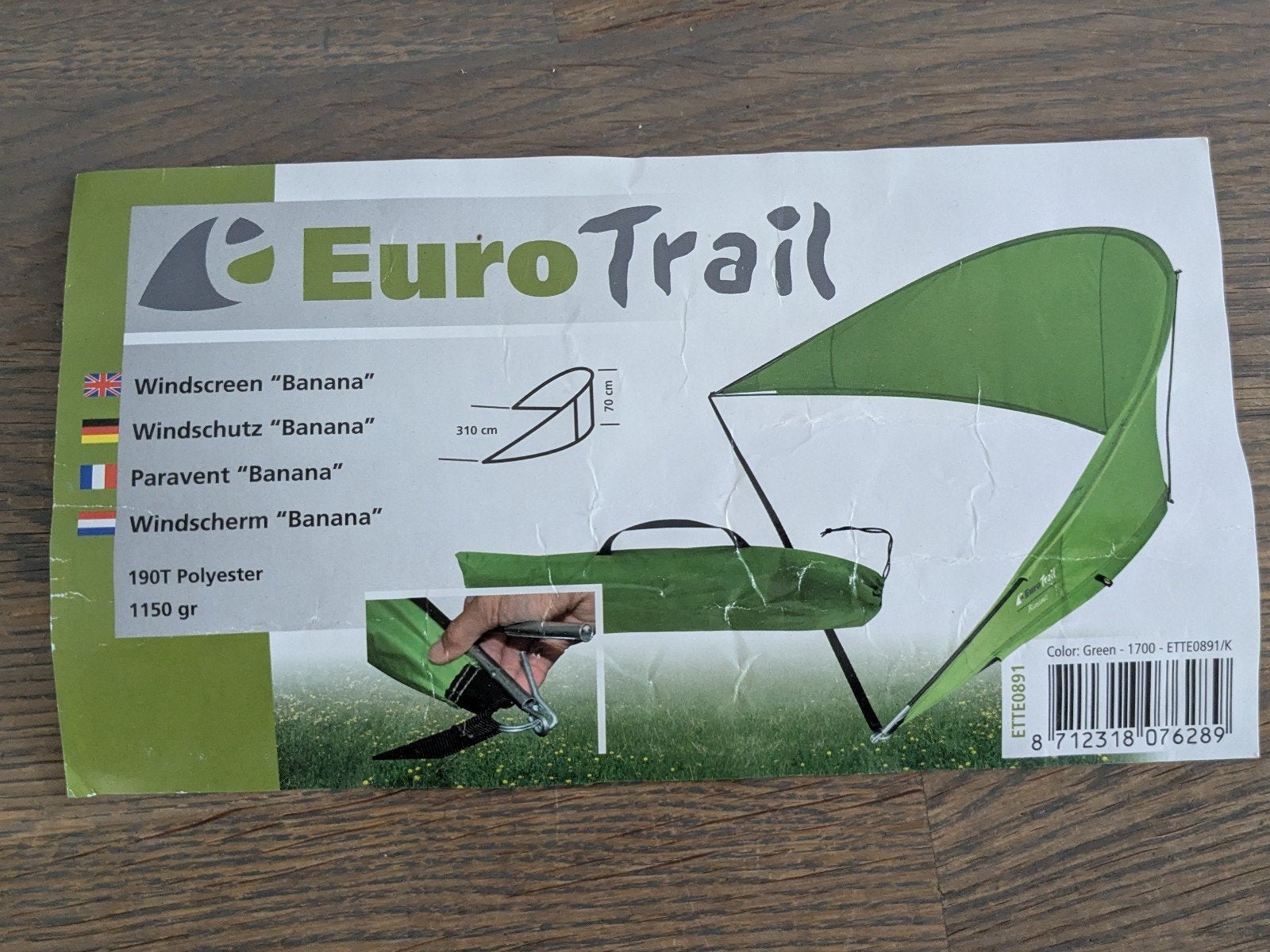 EuroTrail Windscherm "Banana" - Groen, Ophalen of Verzenden, Zo goed als nieuw