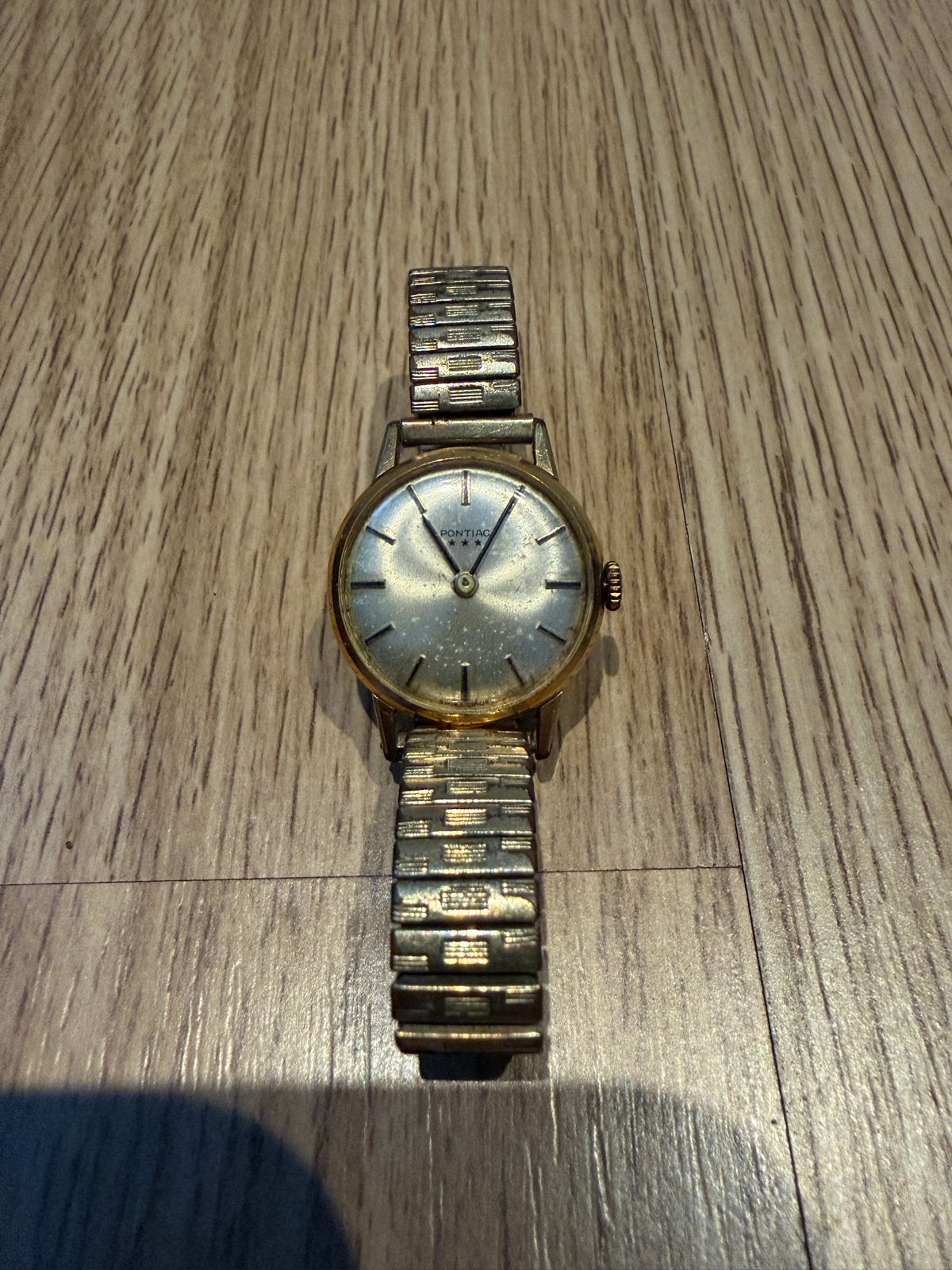 Vintage Pontiac Polshorloge - Verguld met Rekband, Overige merken, Overige materialen, Met bandje, Polshorloge