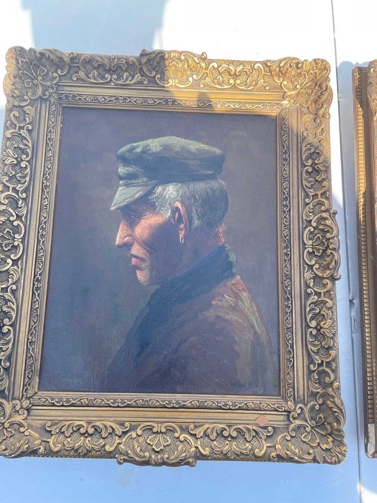 Twee antieke portretten op linnen met mooie oude lijsten, Antiek en Kunst, Kunst | Schilderijen | Klassiek, Doek, Portret of Personen