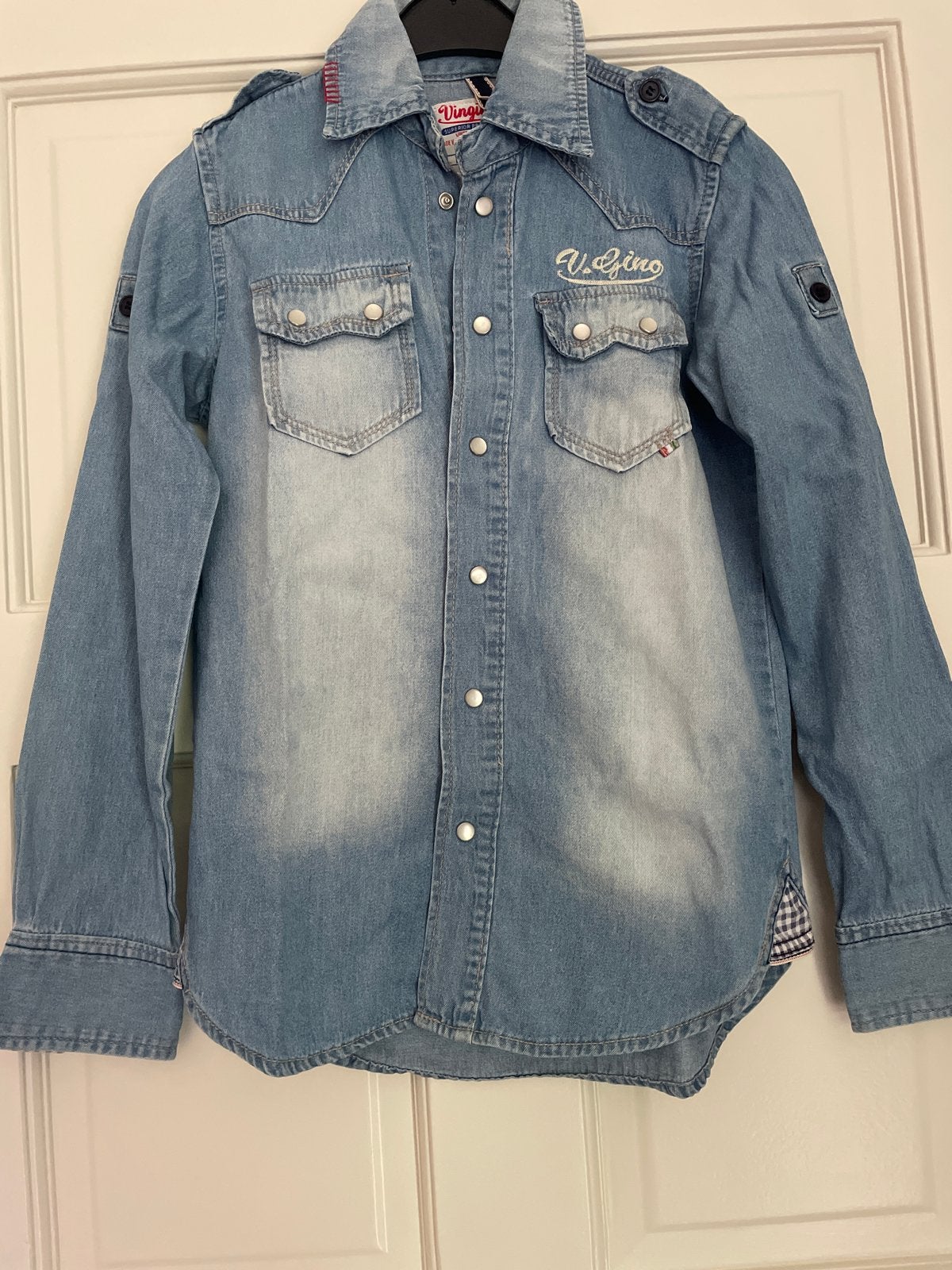 Vingino spijkerblouse maat 176 - Zo goed als nieuw!, Ophalen of Verzenden, Zo goed als nieuw, Jongen of Meisje, Overhemd of Blouse